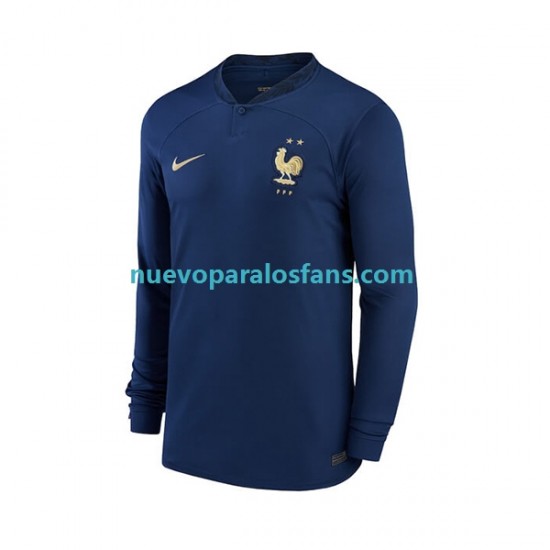 Camiseta de Fútbol Francia Hombre Casa Copa Mundial 2022 Manga Larga