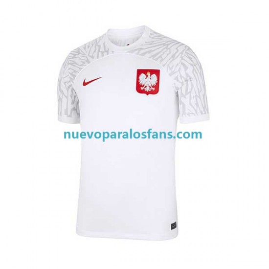 Camiseta de Fútbol Polonia Hombre Casa Copa Mundial 2022 Manga Corta