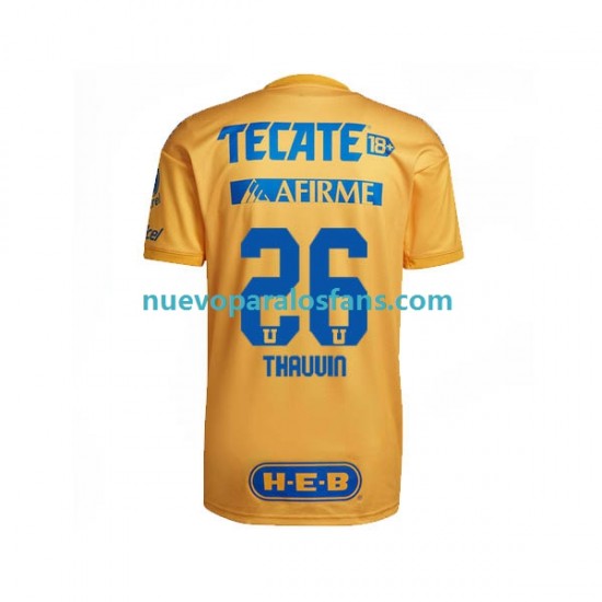 Camiseta de Fútbol Tigres UANL Florian Thauvin 26 Hombre Casa 2022-2023 Manga Corta