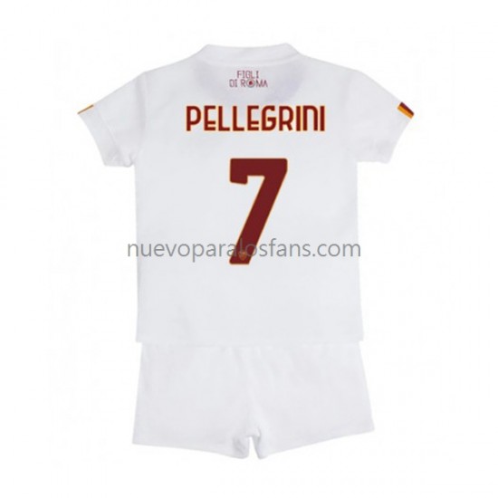 Camiseta de Fútbol AS Roma Lorenzo Pellegrini 7 Niño Exterior 2022-2023 Manga Corta