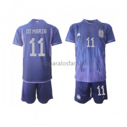 Camiseta de Fútbol Argentina Di Maria 11 Niño Exterior Copa Mundial 2022 Manga Corta