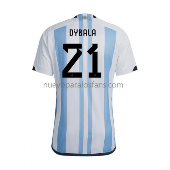Camiseta de Fútbol Argentina Dybala 21 Hombre Casa Copa Mundial 2022 Manga Corta