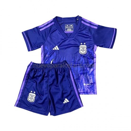 Camiseta de Fútbol Argentina Niño Exterior Copa Mundial 2022 Manga Corta