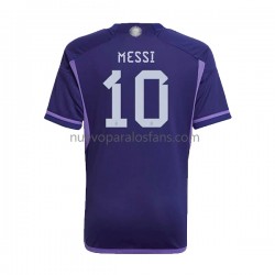 Camiseta de Fútbol Argentina Lionel Messi 10 Hombre Exterior Copa Mundial 2022 Manga Corta
