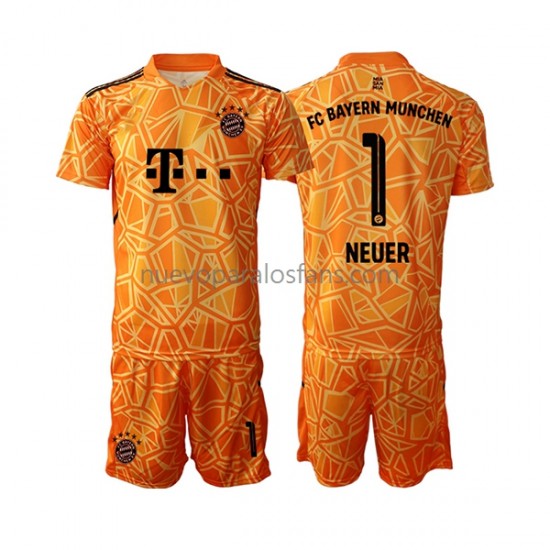 Camiseta de Fútbol Bayern de Múnich Manuel Neuer 1 Portero Niño Exterior 2022-2023 Manga Corta