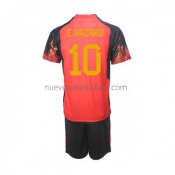 Camiseta de Fútbol Bélgica Hazard 10 Niño Casa Copa Mundial 2022 Manga Corta