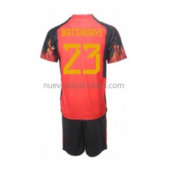 Camiseta de Fútbol Bélgica Michy Batshuayi 23 Niño Casa Copa Mundial 2022 Manga Corta