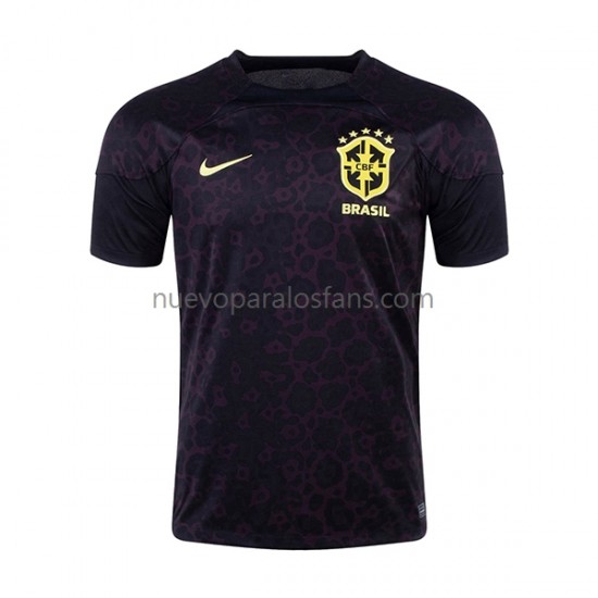 Camiseta de Fútbol Brasil Portero Hombre Casa Copa Mundial 2022 Manga Corta