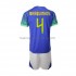Camiseta de Fútbol Brasil Marquinhos 4 Niño Exterior Copa Mundial 2022 Manga Corta