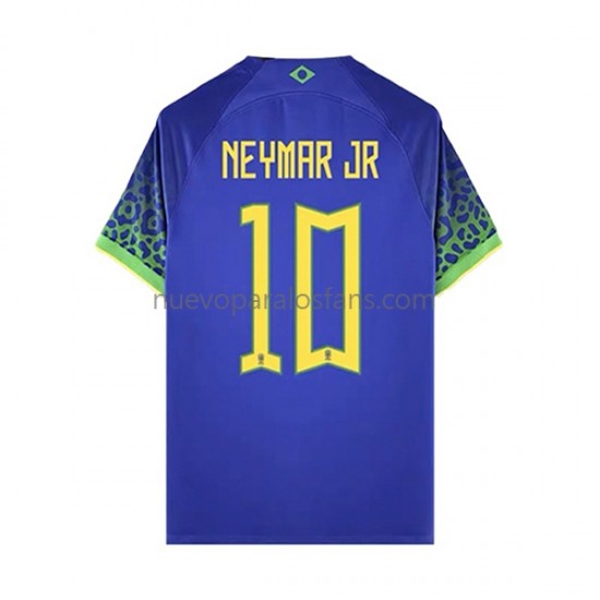 Camiseta de Fútbol Brasil Neymar JR 10 Hombre Exterior Copa Mundial 2022 Manga Corta