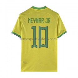 Camiseta de Fútbol Brasil Neymar JR 10 Hombre Casa Copa Mundial 2022 Manga Corta