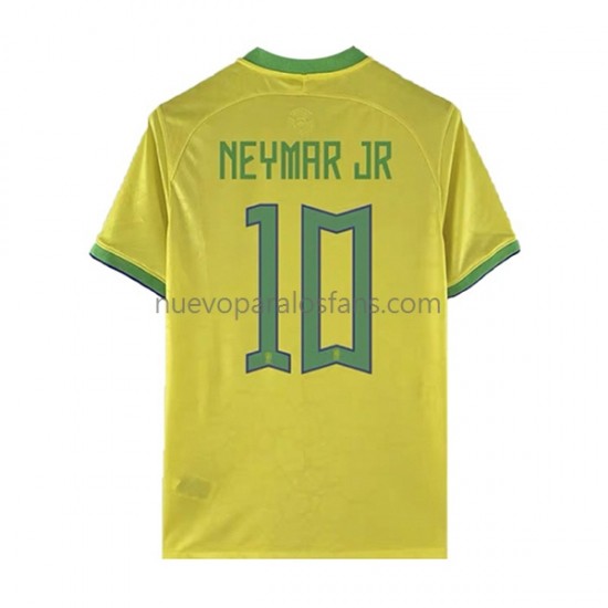 Camiseta de Fútbol Brasil Neymar JR 10 Hombre Casa Copa Mundial 2022 Manga Corta