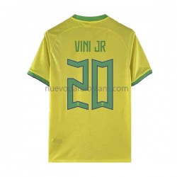 Camiseta de Fútbol Brasil Vinicius Junior 20 Hombre Casa Copa Mundial 2022 Manga Corta