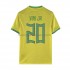 Camiseta de Fútbol Brasil Vinicius Junior 20 Hombre Casa Copa Mundial 2022 Manga Corta
