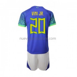Camiseta de Fútbol Brasil Vinicius Junior 20 Niño Exterior Copa Mundial 2022 Manga Corta