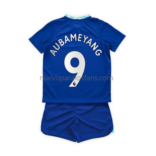 Camiseta de Fútbol Chelsea Aubameyang 9 Niño Casa 2022-2023 Manga Corta