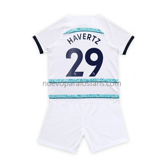 Camiseta de Fútbol Chelsea Havertz 29 Niño Exterior 2022-2023 Manga Corta