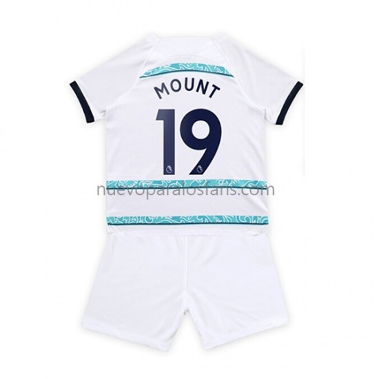 Camiseta de Fútbol Chelsea Mount 19 Niño Exterior 2022-2023 Manga Corta