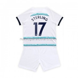 Camiseta de Fútbol Chelsea Sterling 17 Niño Exterior 2022-2023 Manga Corta