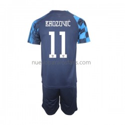 Camiseta de Fútbol Croacia Brozovic 11 Niño Exterior Copa Mundial 2022 Manga Corta