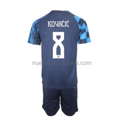 Camiseta de Fútbol Croacia Kovacic 8 Niño Exterior Copa Mundial 2022 Manga Corta