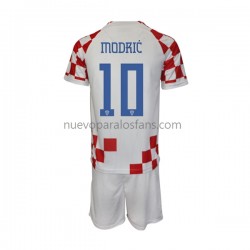 Camiseta de Fútbol Croacia Modrić 10 Niño Casa Copa Mundial 2022 Manga Corta