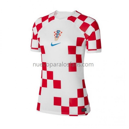 Camiseta de Fútbol Croacia Mujer Casa Copa Mundial 2022 Manga Corta