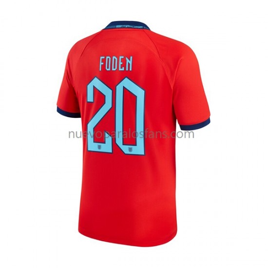 Camiseta de Fútbol Inglaterra Foden 20 Hombre Exterior Copa Mundial 2022 Manga Corta