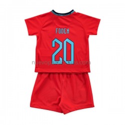 Camiseta de Fútbol Inglaterra Foden 20 Niño Exterior Copa Mundial 2022 Manga Corta