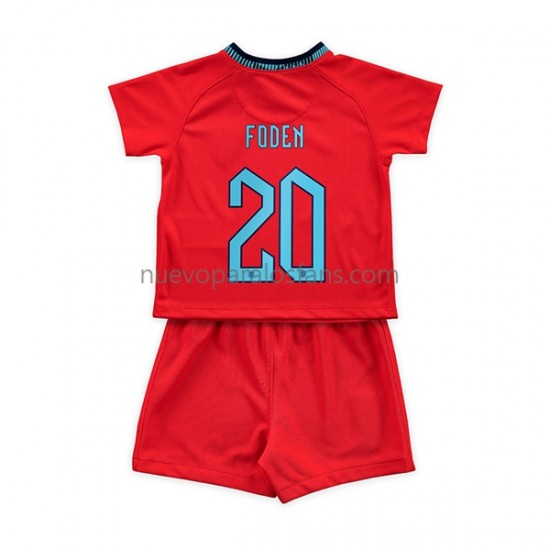 Camiseta de Fútbol Inglaterra Foden 20 Niño Exterior Copa Mundial 2022 Manga Corta
