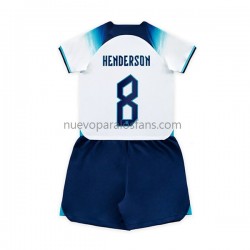 Camiseta de Fútbol Inglaterra Henderson 8 Niño Casa Copa Mundial 2022 Manga Corta