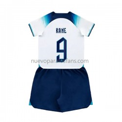 Camiseta de Fútbol Inglaterra Kane 9 Niño Casa Copa Mundial 2022 Manga Corta