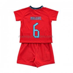 Camiseta de Fútbol Inglaterra Maguire 6 Niño Exterior Copa Mundial 2022 Manga Corta