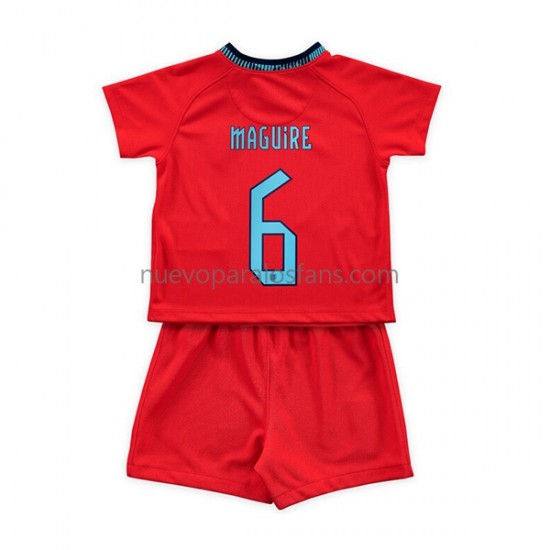 Camiseta de Fútbol Inglaterra Maguire 6 Niño Exterior Copa Mundial 2022 Manga Corta