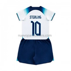 Camiseta de Fútbol Inglaterra Sterling 10 Niño Casa Copa Mundial 2022 Manga Corta