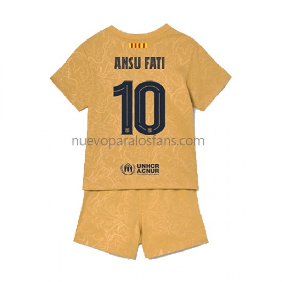 Camiseta de Fútbol FC Barcelona Ansu Fat 10 Niño Exterior 2022-2023 Manga Corta