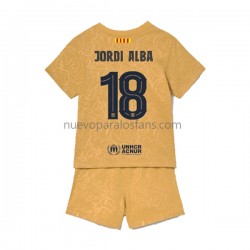 Camiseta de Fútbol FC Barcelona Jordi Alba 18 Niño Exterior 2022-2023 Manga Corta