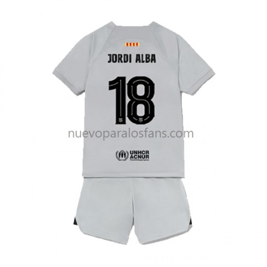 Camiseta de Fútbol FC Barcelona Jordi Alba 18 Niño Tercera 2022-2023 Manga Corta