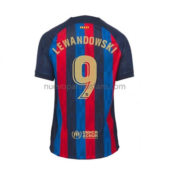 Camiseta de Fútbol FC Barcelona Lewandowski 9 Hombre Casa 2022-2023 Manga Corta