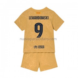 Camiseta de Fútbol FC Barcelona Lewandowski 9 Niño Exterior 2022-2023 Manga Corta