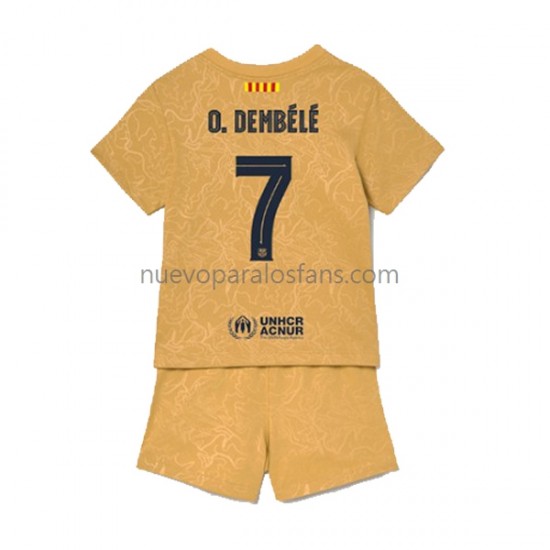 Camiseta de Fútbol FC Barcelona Ousmane Dembele 7 Niño Exterior 2022-2023 Manga Corta