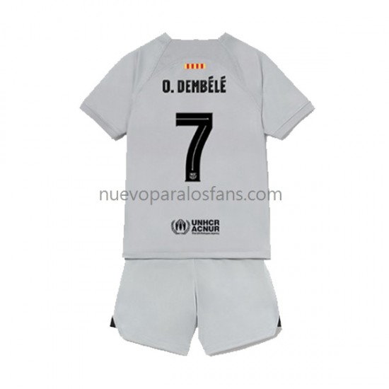 Camiseta de Fútbol FC Barcelona Ousmane Dembele 7 Niño Tercera 2022-2023 Manga Corta