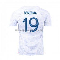 Camiseta de Fútbol Francia Benzema 19 Hombre Exterior Copa Mundial 2022 Manga Corta