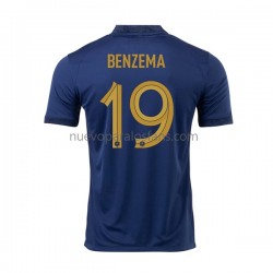 Camiseta de Fútbol Francia Benzema 19 Hombre Casa Copa Mundial 2022 Manga Corta