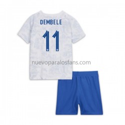 Camiseta de Fútbol Francia Dembele 11 Niño Exterior Copa Mundial 2022 Manga Corta