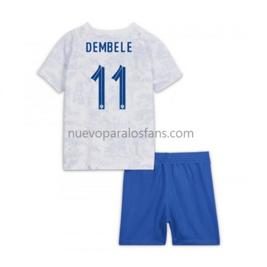 Camiseta de Fútbol Francia Dembele 11 Niño Exterior Copa Mundial 2022 Manga Corta