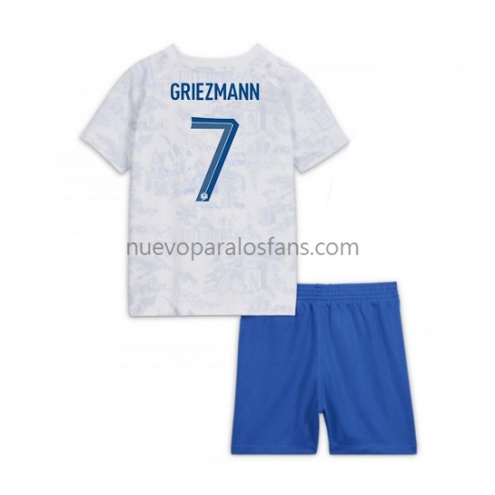 Camiseta de Fútbol Francia Griezmann 7 Niño Exterior Copa Mundial 2022 Manga Corta