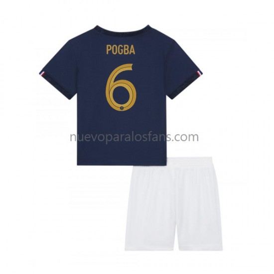 Camiseta de Fútbol Francia Pogba 6 Niño Casa Copa Mundial 2022 Manga Corta