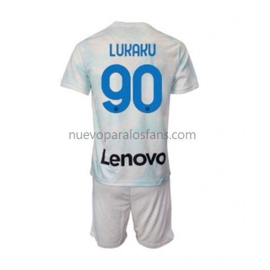 Camiseta de Fútbol Inter Milan Romelu Lukaku 90 Niño Exterior 2022-2023 Manga Corta