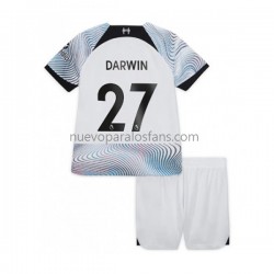 Camiseta de Fútbol Liverpool Darwin Nunez 27 Niño Exterior 2022-2023 Manga Corta